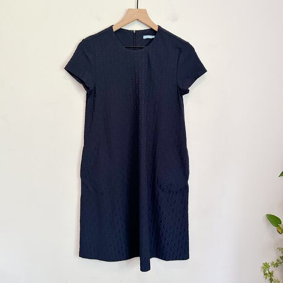 J. McLaughlin Mini Wave Bubble Jacquard Swing Dress Navy Size XS - Picture 2 of 8